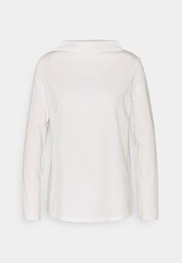 Långärmad vit topp i mjuk bomull med rund hals och avslappnad passform, med en slät, jämn textur och inga synliga detaljer.