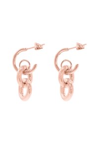 Ohrringe aus Roségold in Form von Creolen mit ineinander verschlungenen Schlaufen im Kettendesign, mit einer polierten Oberfläche und einem sicheren Steckverschluss.