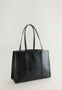 STRUCTURED - Geantă de pânză - black croc effect