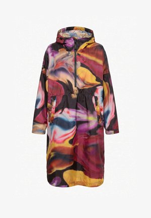 LAURASØN, FUNKTIONS-REGENCAPE, UNISEX, PRINT, KAPUZE, ciemnoliliowy