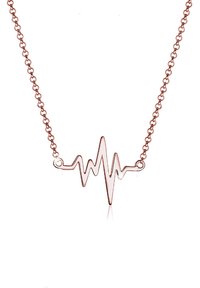 Rose gold hjerterytme halskæde med et minimalistisk design, der har en glat, stiliseret pulslinie og en delikat kæde.