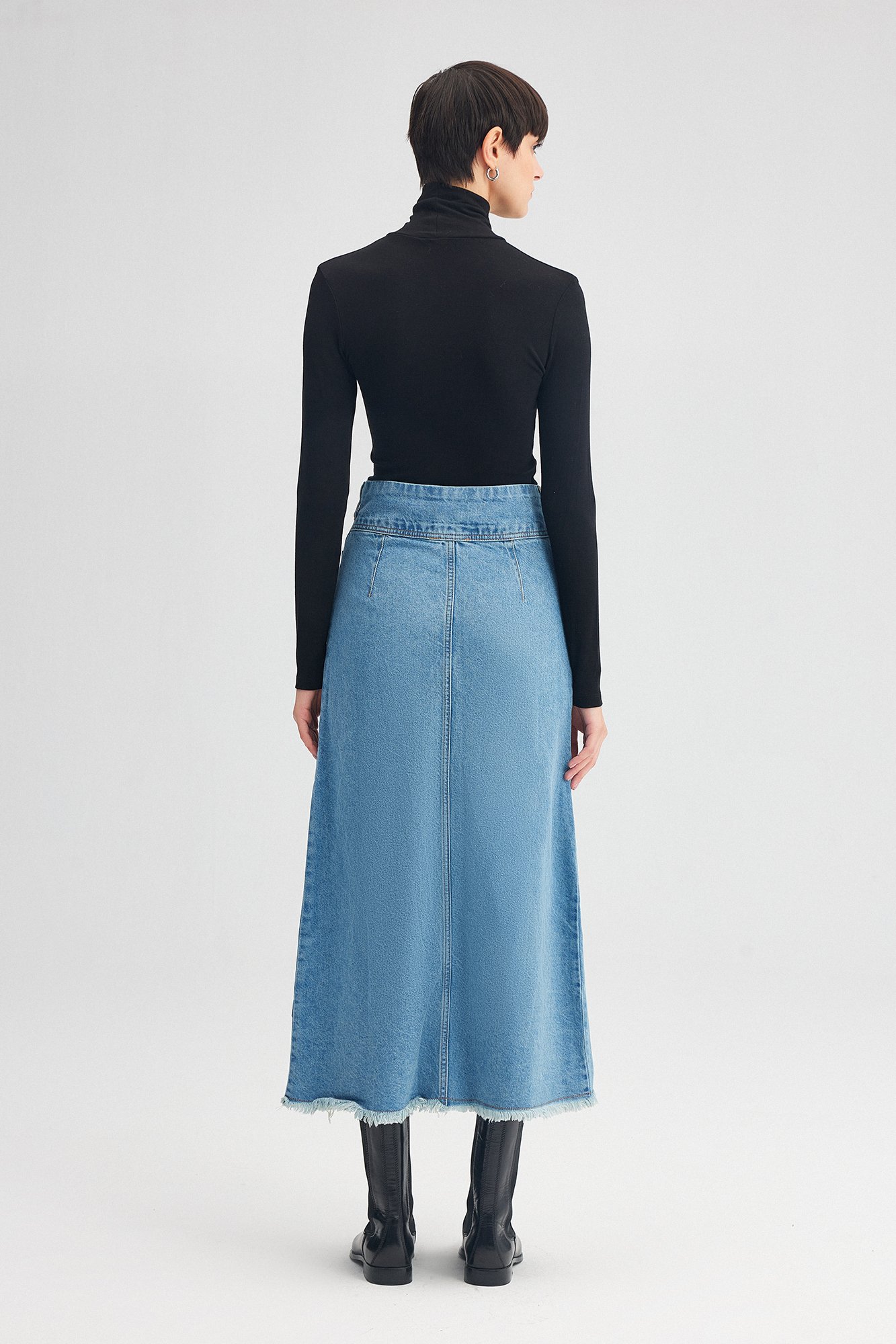 パンツ over skirt denim pants Touché Privé SEAM DETAILED - A-line skirt - denim/blue denim