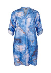 Zizzi MIT MARMORDRUCK - Blousejurk - palace blue aop