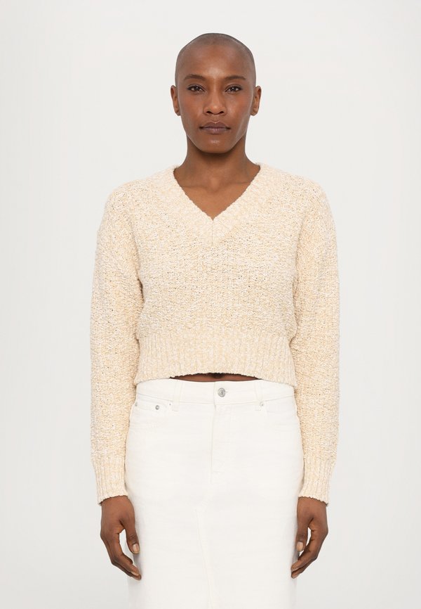 RESORT CROPPED V NECK - Jumper - sand mix