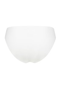 Naadloze witte dameshigh-cut slip met een gladde stof en zonder zichtbare naden of patronen.