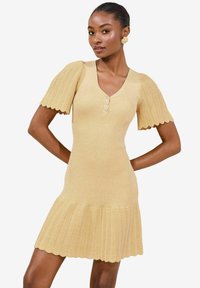 Lipsy - METALLIC SPARKLE V-NECK FLUTE SLEEVE  - Sarafanas - yellow Miniatiūros vaizdas 1