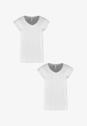 Hailys 2ER-PACK V-AUSSCHNITT KURZARM  - T-Shirt basic - weiß