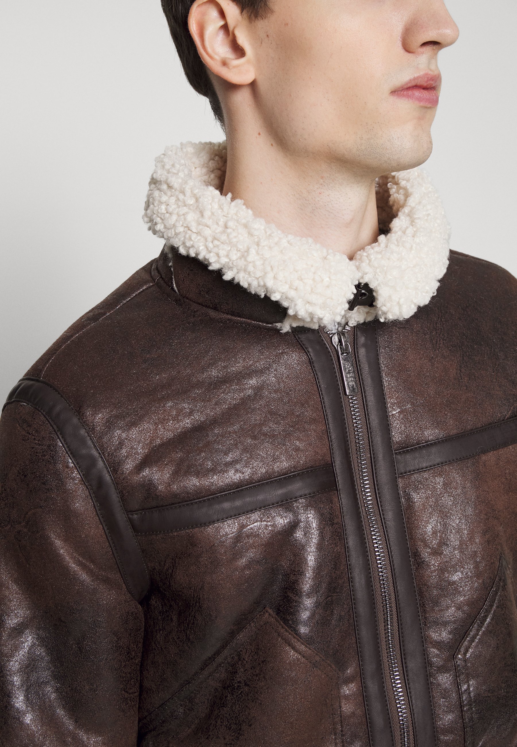guess sheepskin jacket