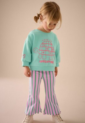 FLARE SET - Stoffhose - turquoise blue stripe