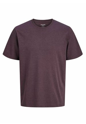T-shirt med kort ärm och rund hals i en djup mörkröd färg, tillverkad av mjukt tyg med en texturerad yta. Rak skärning.
