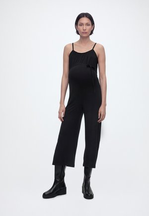 MAMA STRAPPY LOOSE GATHERED WIDE LEG JUMPSUIT - Overal - black