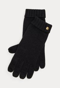 CREST-BUTTON-TRIM KNIT GLOVES - Mănuși - black