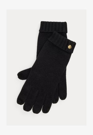 Lauren Ralph Lauren CREST-BUTTON-TRIM KNIT GLOVES - Guantes - black