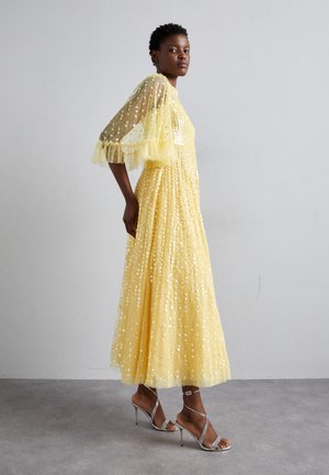 RAINDROP SHORT SLEEVE ANKLE GOWN - Kokteilinė suknelė / vakarėlių suknelė - lemon