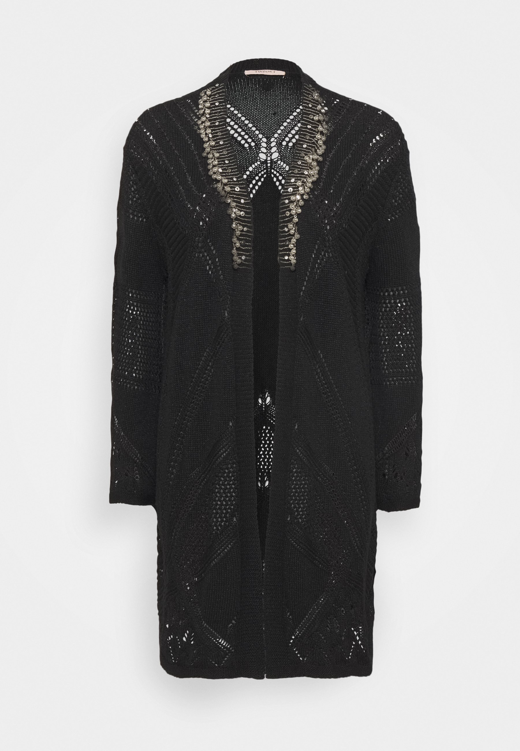 TWINSET LUNGO IN MAGLIA CROCHET CON RICAMI - Cardigan - nero - Zalando