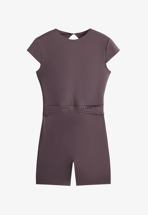 OYSHO, PERFECT-ADAPT SHORT-SLEEVED PLAYSUIT - Combinaison - purplish brown