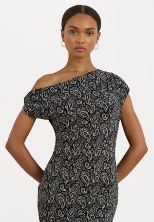 PAISLEY JERSEY OFF THE SHOULDER DRESS - Džersejové šaty - blue/cream