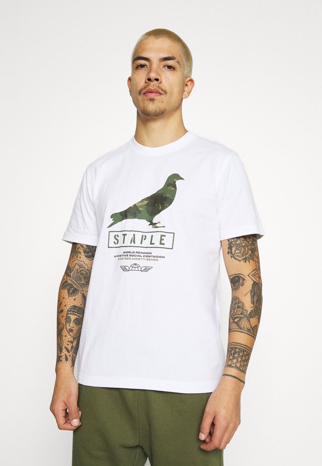 UNISEX WIRE CAMO PIGEON TEE - T-Shirt print - white