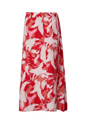 s.Oliver STRUKTURIERTER AUS MIT BINDEGÜRTEL - A-line skirt - preiselbeere