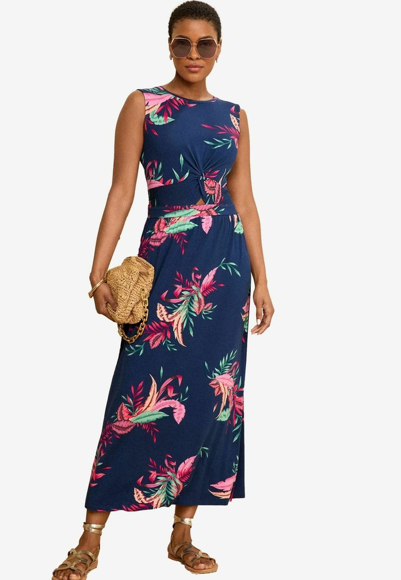 Love & Roses KNOT FRONT SLEEVLESS-REGULAR FIT - Žerzejové šaty - navy blue tropical