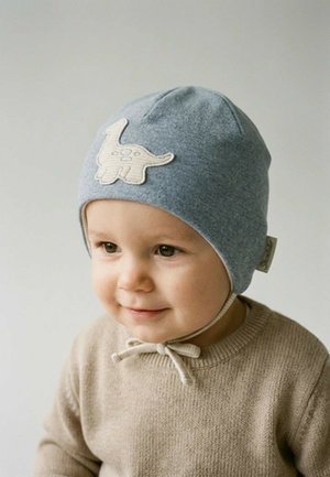 Sterntaler, BEANIE DINO MIT ANGESCHNITTENEN OHRENKLAPPEN UND BINDEBAND UNISEX - Beanie - mittelblau