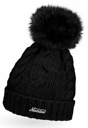 WARME WINTER BOMMEL ZOPFMUSTER GEFÜT - Beanie - schwarz