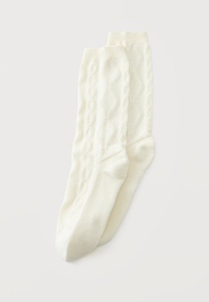 Lindex, LONG CABLE KNIT 2 PACK - Чорапи - off-white