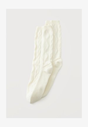 Lindex, LONG CABLE KNIT 2 PACK - Чорапи - off-white