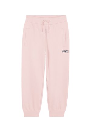 Roze katoenen sweatpants met elastische tailleband en boorden, voorzien van zijzakken en een zwarte "KENZO" logopatch op het linkerbeen.