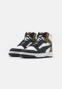 Puma REBOUND V6 UNISEX - Sneaker high - white/black/chocolate chip