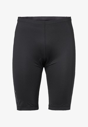 Musta pyöräilyhousut joustavasta kankaasta. Ominaisuuksiin kuuluu tiukka istuvuus, joustava vyötärö, ja minimaalinen brändäys vasemmalla puolella.