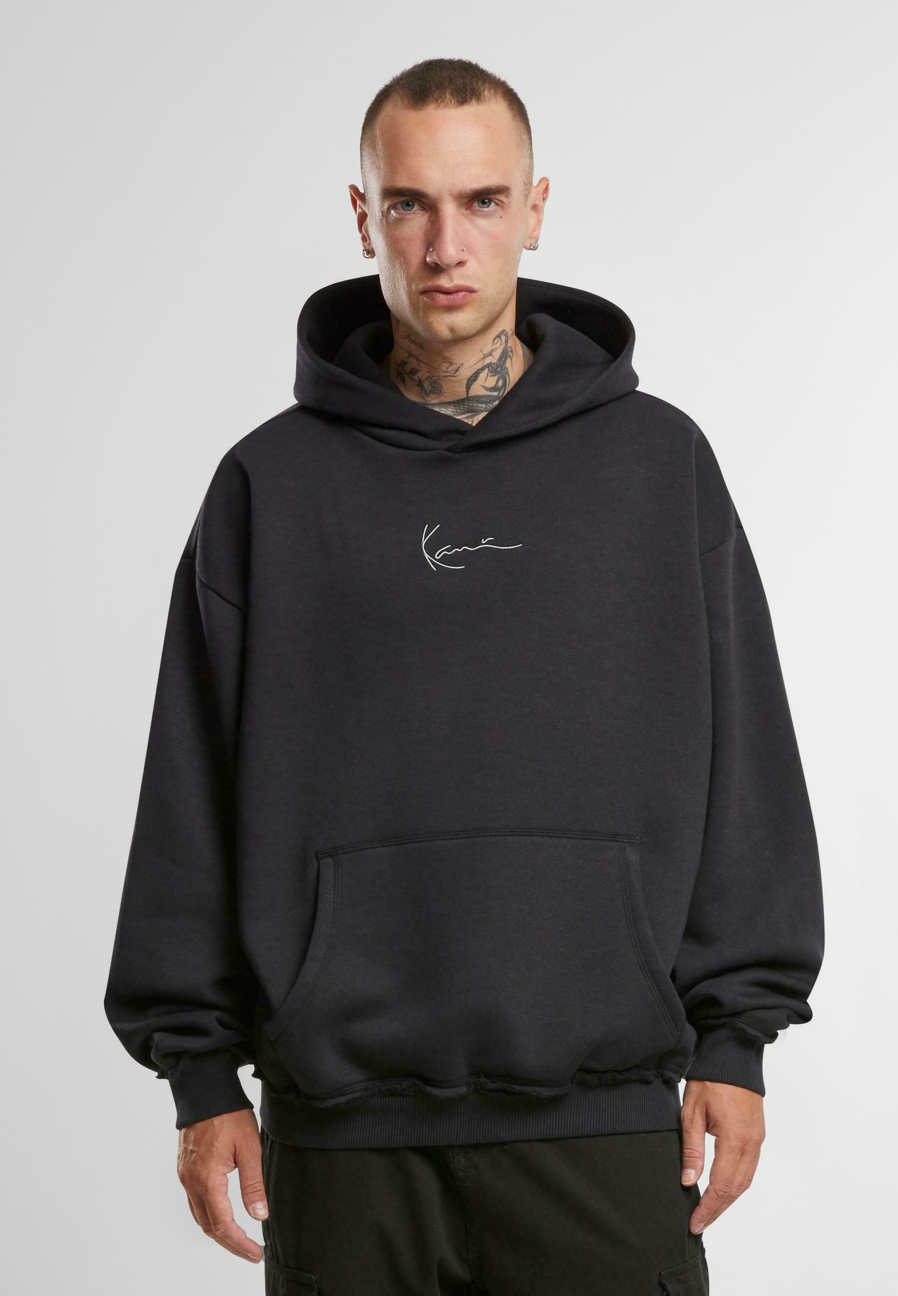 Felpa Casual Di Alta Qualità A. Salvarini AS295 - Felpa Con Cappuccio Da Uomo Nero L Logo Salvarini
