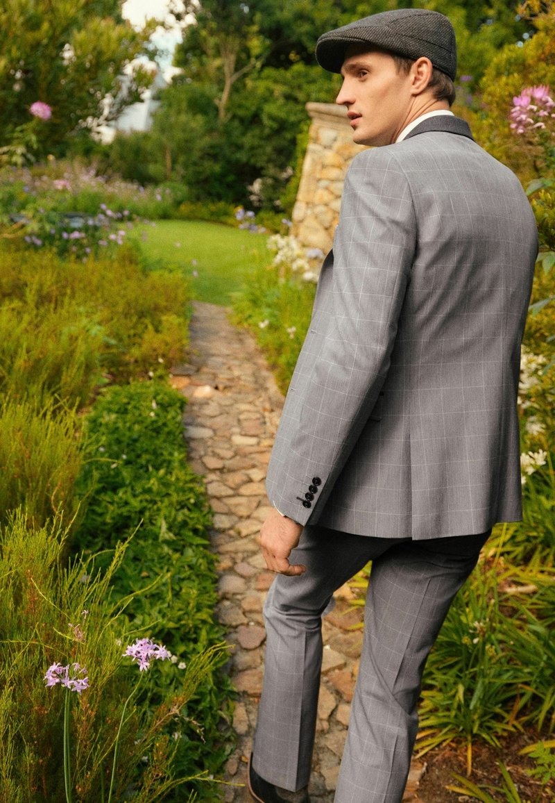 Next SLIM FIT TRIMMED CHECK - Anzugsakko - taupe brown