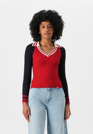V NECK - Long sleeved top - rot merf