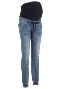 bonprix UMSTANDS JOGGER-STIL MIT BINDEBAND - Jean slim - blau