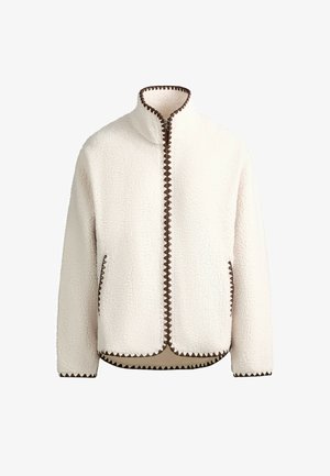 OYSHO, HIGH-NECK FAUX-SHEARLING JACKET WITH CONTRAST STITCHING - Veste polaire - ecru