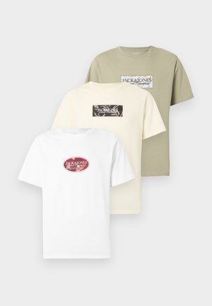 JORMONTAUK FRONT TEE 3 PACK - Μπλουζάκι με στάμπα - bright white/antique white/seagrass
