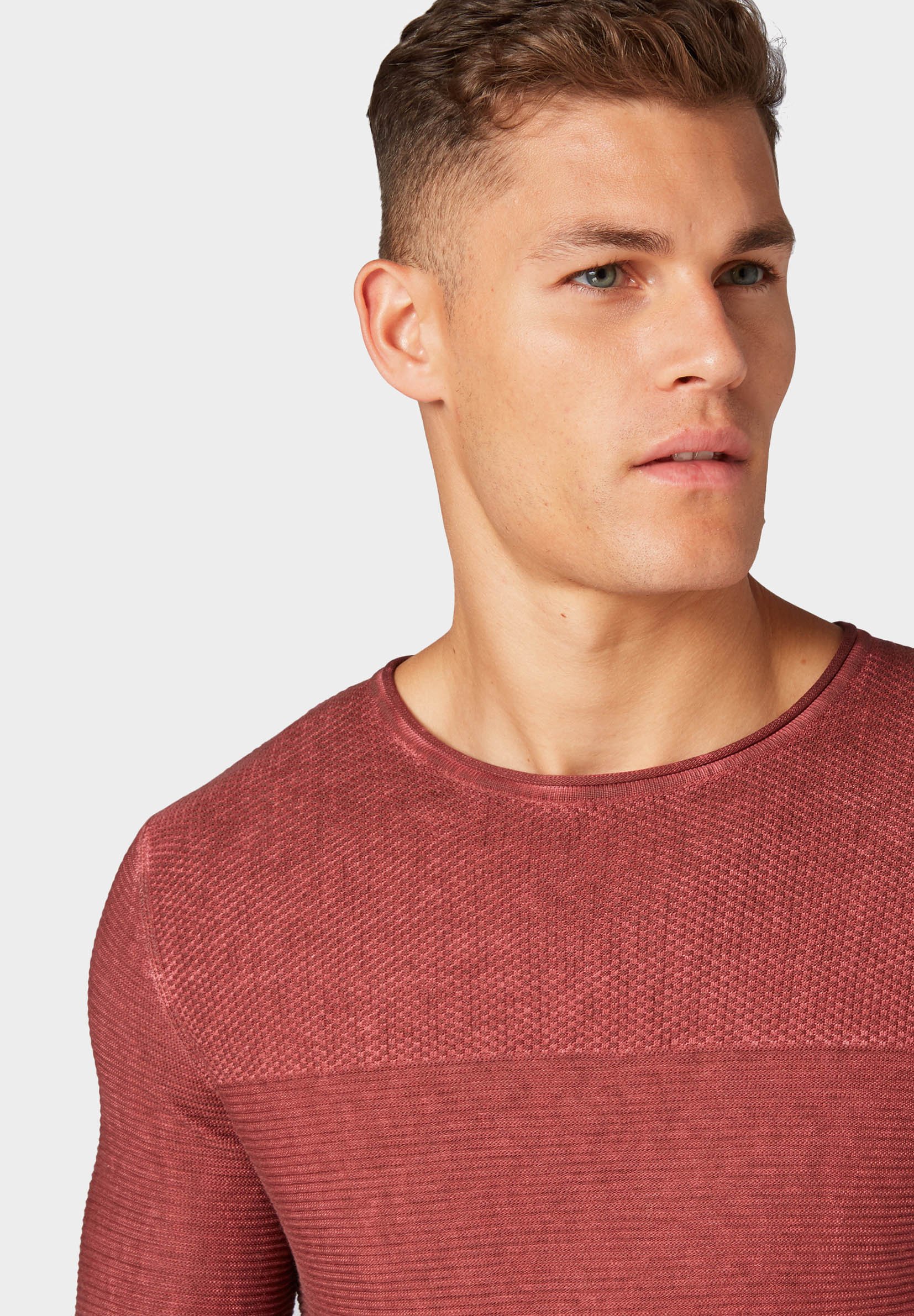 TOM TAILOR WASHED STRUCTURED SWEATER Trui father's pipe TOM TAILOR Trui redRood Zalando.nl