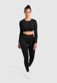 Smilodox CROP LONGSLEEVE MAYSA - Langarmshirt - schwarz