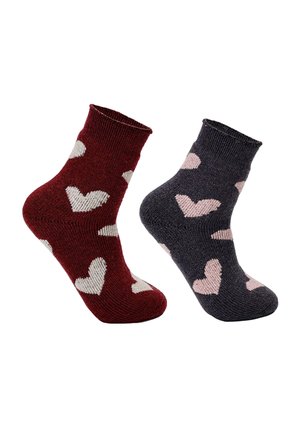SET OF 2 - Socken - dunkel-rot grau