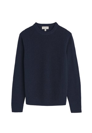 Námornícky pletený sveter s textúrovaným vzorom, okrúhlym výstrihom a rebrovanými manžetami a spodným okrajom. Vyrobený z mäkkého, teplého materiálu.