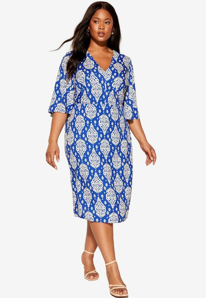 Curves Like These FLUTTER SLEEVE MIDI - REGULAR FIT - Denné šaty - blue