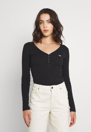 HENLEY - Top s dlouhým rukávem - black