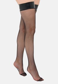 STUD SEAM FISHNET HOLD UPS - Kojinės virš kelių - black