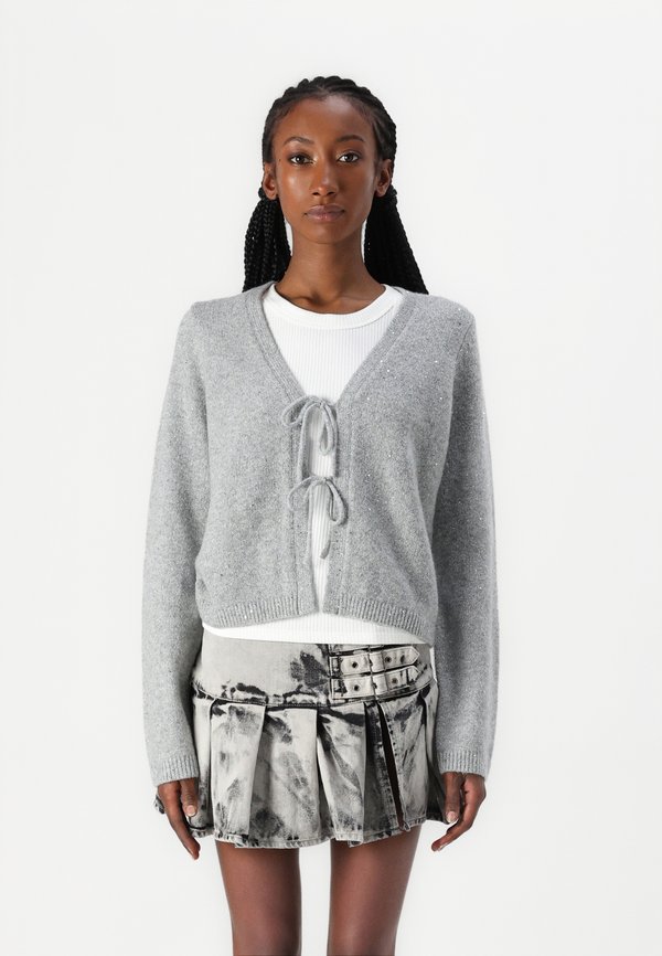 Lurex Tie-Front Cardigan - Cardigan