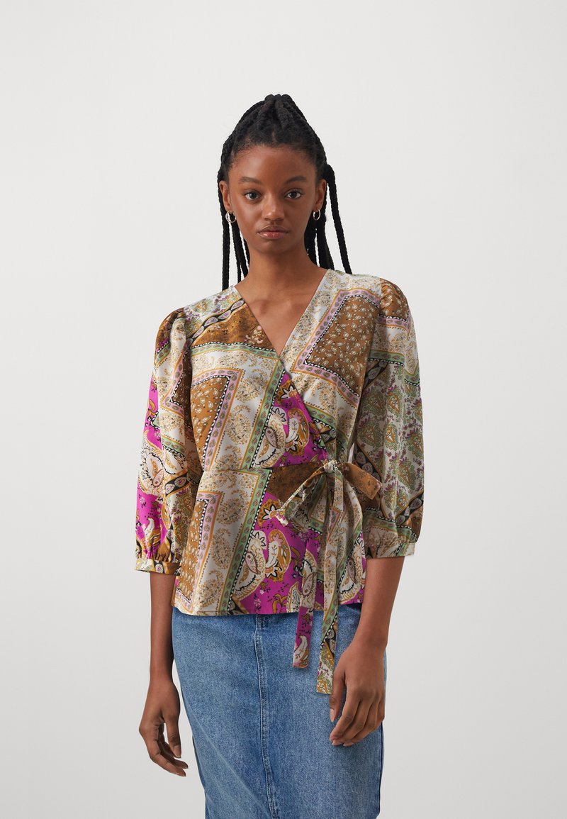 VILA - VISCARFYS WRAP  - Blusa - bronze brown/multi-coloured, Ampliar