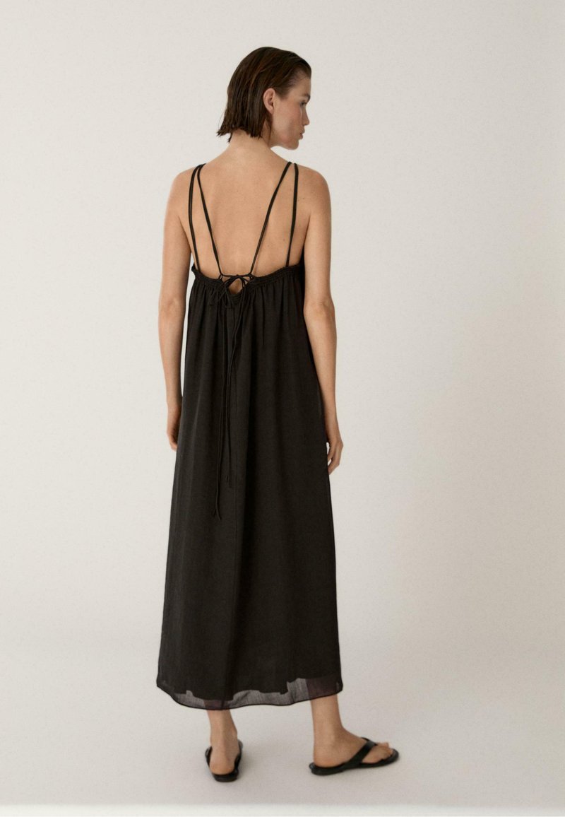 Massimo Dutti RAMIE BLEND STRAPPY MIDI DRESS - Jurk - black/zwart -  Zalando.nl