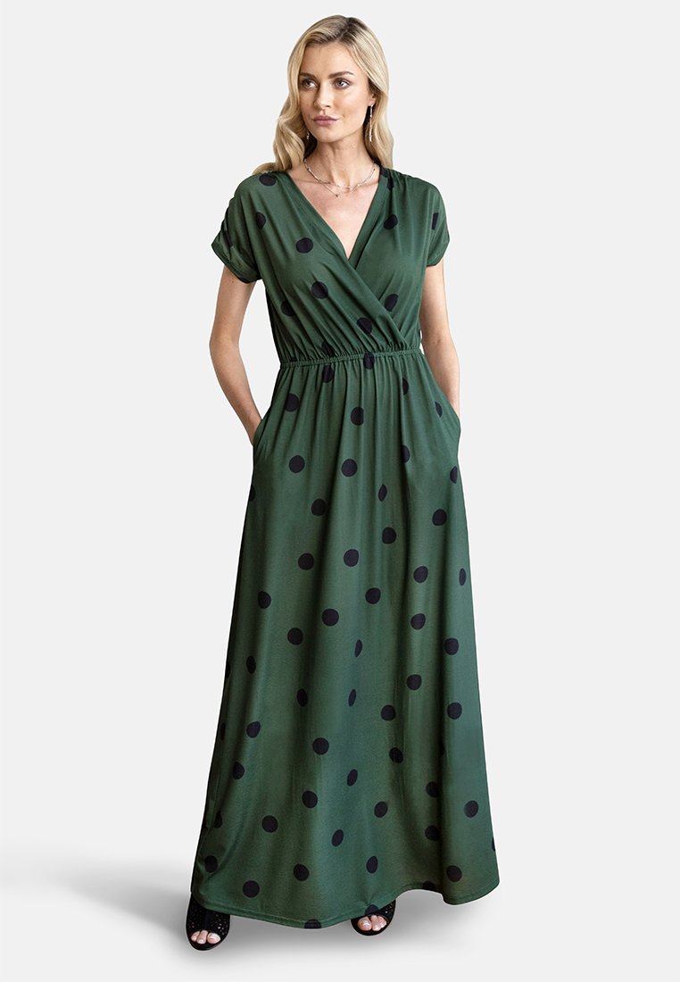 HotSquash Maxi dress - black polka dots on green/dark green - Zalando.ie