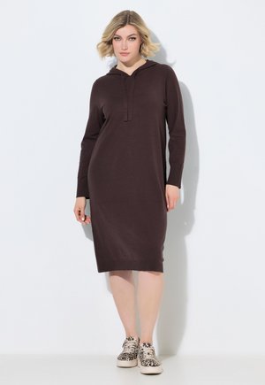 Ulla Popken LONG SLEEVE HOODED SWEATSHIRT DRESS - Sweaterkjole - mahogany