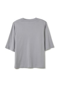 T-shirt grigio a maniche corte con scollatura rotonda, realizzato in tessuto morbido. Presenta una vestibilità rilassata e cuciture pulite. Adatto per l'abbigliamento casual.